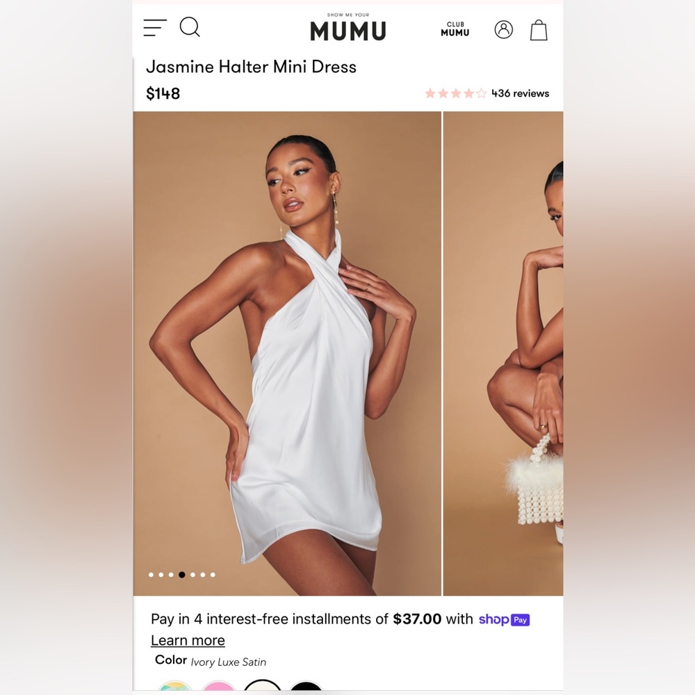 Jasmine Halter Mini Dress White Small